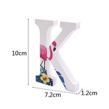 Load image into Gallery viewer, 1pc DIY Wooden Letter Free Standing Alphabet Ornaments Wedding Birthday Name Design Flamingo Tropical Theme Party Decorations
