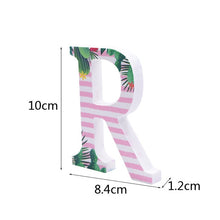 Load image into Gallery viewer, 1pc DIY Wooden Letter Free Standing Alphabet Ornaments Wedding Birthday Name Design Flamingo Tropical Theme Party Decorations
